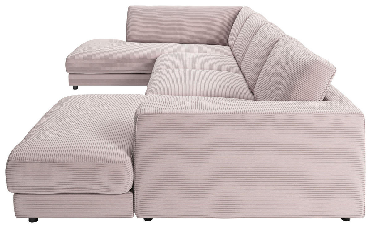 WOHNLANDSCHAFT in Cord Rosa  - Schwarz/Rosa, Design, Kunststoff/Textil (224/425/190cm) - Pure Home Lifestyle