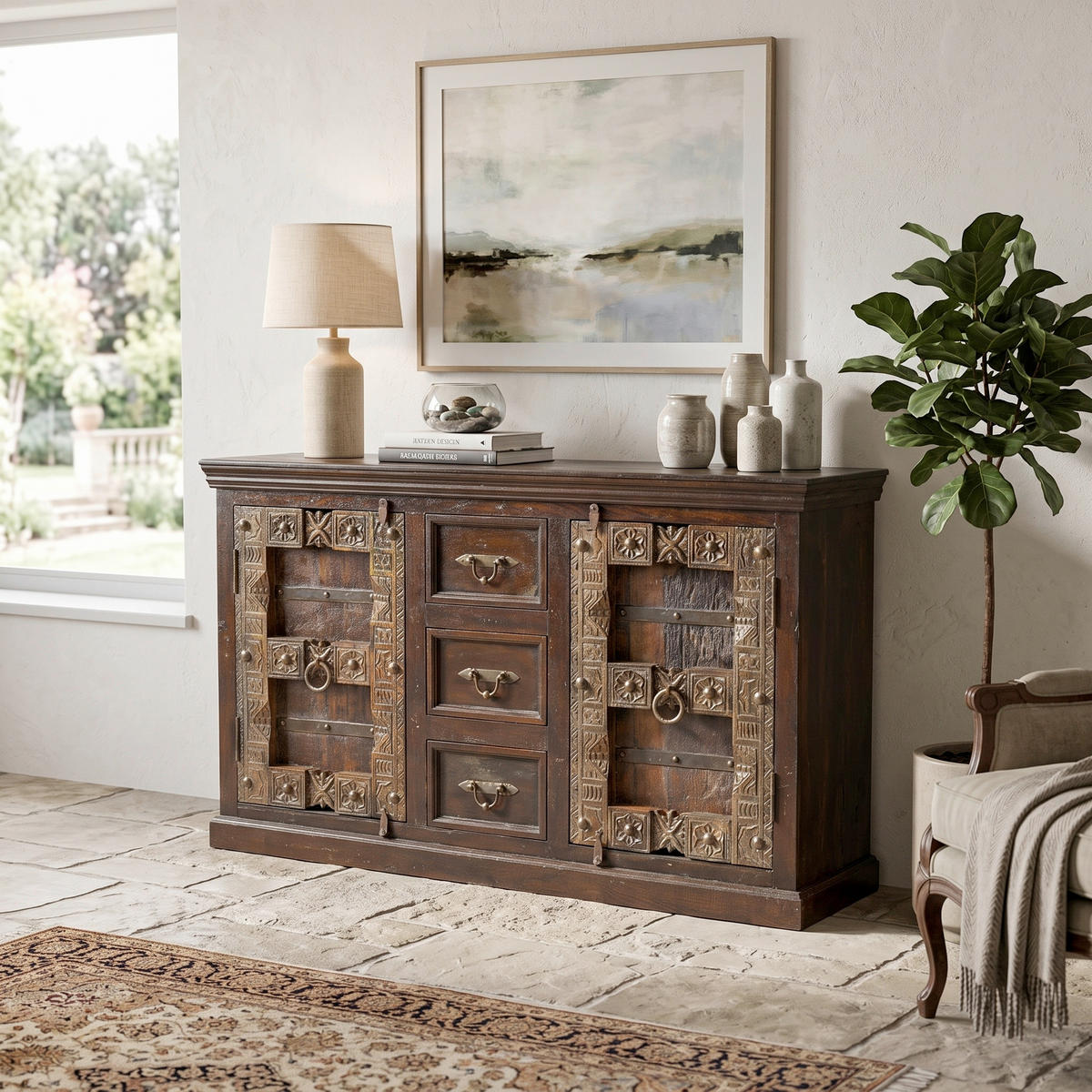 SIDEBOARD 150/90/45 cm  - Messingfarben/Braun, Design, Holz/Metall (150/90/45cm) - MID.YOU