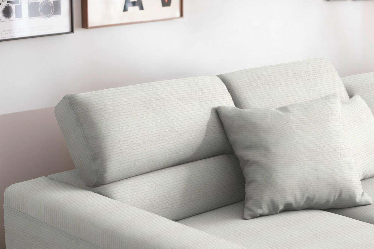 ECKSOFA Cord Weiss  - Weiss/Schwarz, Design, Textil/Metall (215-217/293cm) - Schöner Wohnen