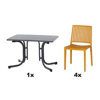 GARTENGARNITUR 5-teilig Stahl  - Gelb, Basics, Kunststoff/Metall (70/80/110cm) - Siena Garden
