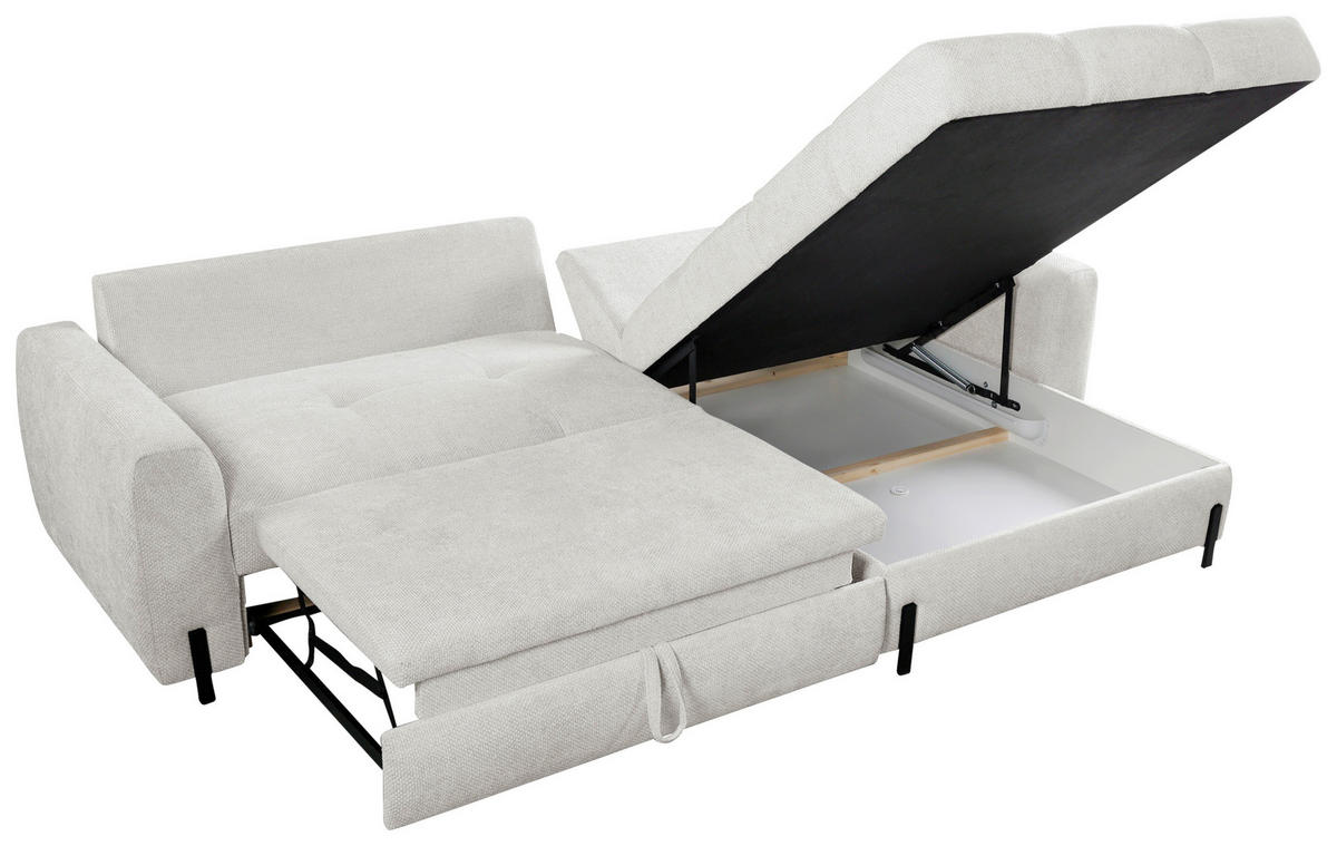 ECKSOFA in Struktur Beige  - Beige/Schwarz, Design, Textil/Metall (265/162cm) - MID.YOU