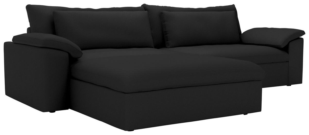 ECKSOFA  Chenille Schwarz  - Schwarz, Modern, Kunststoff/Textil (198/306cm) - Carryhome