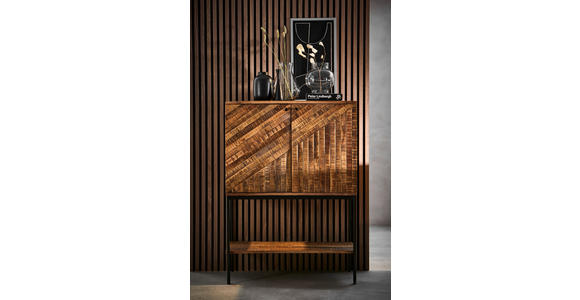 BAR in Schwarz, Hellbraun  - Hellbraun/Schwarz, LIFESTYLE, Holz/Metall (80/40/111cm) - Ambia Home