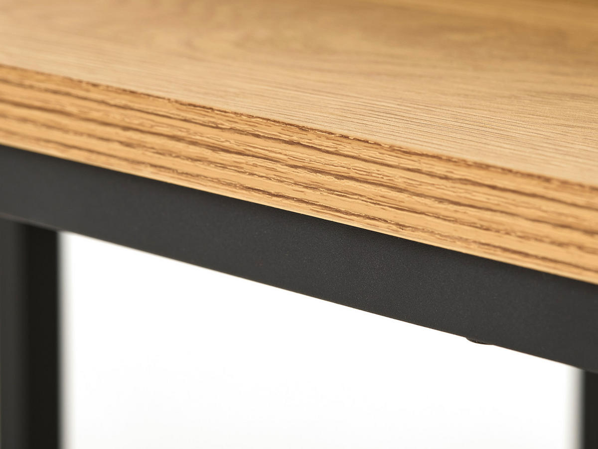 COUCHTISCHSET quadratisch Eichefarben  - Eichefarben/Schwarz, Basics, Holzwerkstoff/Metall (40-60/40-60/45-50cm) - Boxxx