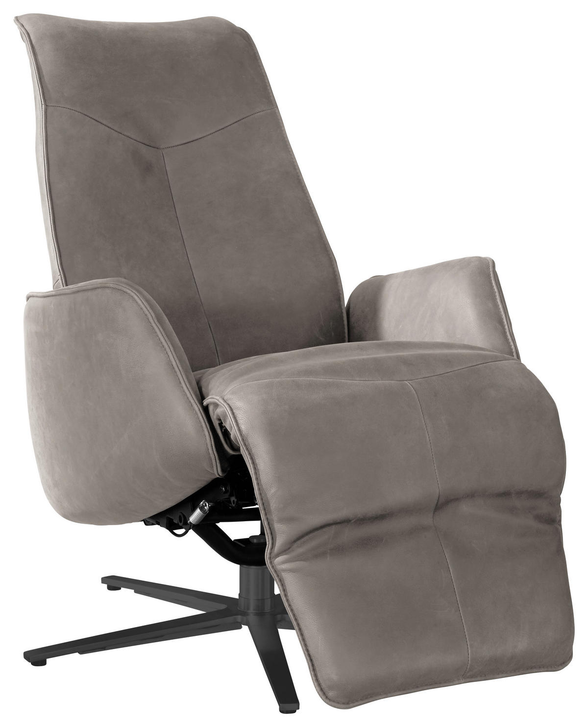 RELAXSESSEL in Leder Graubraun  - Anthrazit/Graubraun, Design, Leder/Metall (71/114/84cm) - Johann Jakob