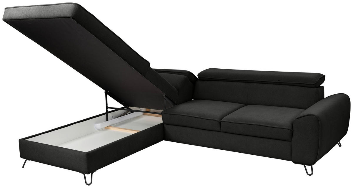 Freisteller von Stylife ECKSOFA inkl. Funktion Idylla Schwarz Flachgewebe.