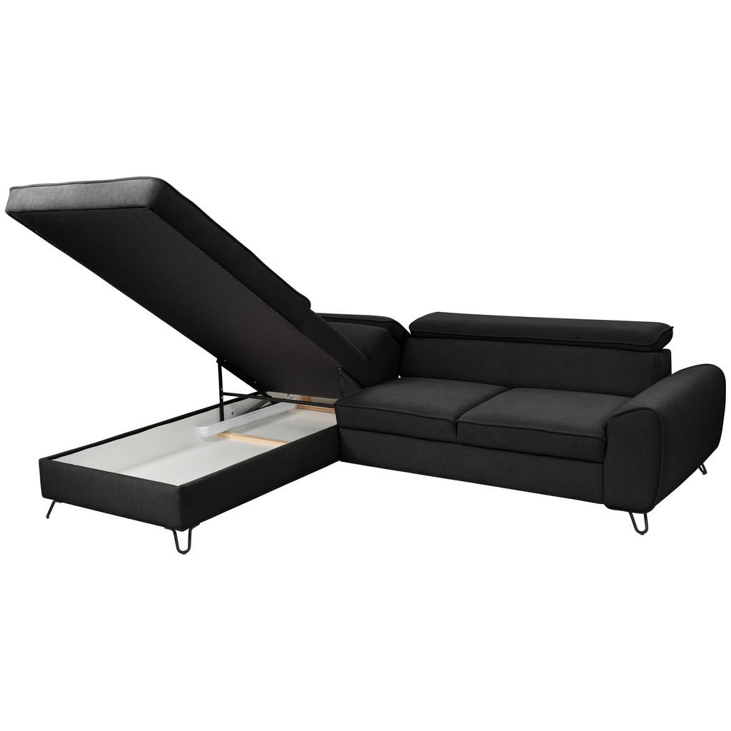 Thumbnail - Stylife Ecksofa Idylla, Schwarz, Textil, 4-Sitzer, Ottomane links, L-Form, 250x200 cm, Stoffauswahl, seitenverkehrt erhä...