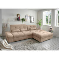 ECKSOFA in Chenille Hellbraun  - Chromfarben/Hellbraun, MODERN, Textil/Metall (300/196cm) - Livetastic