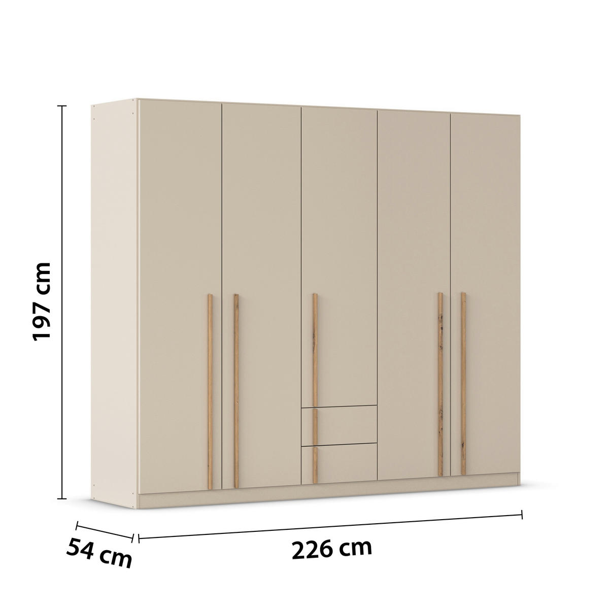 DREHTÜRENSCHRANK 5-türig Champagner, Eiche Artisan  - Champagner/Eiche Artisan, Design, Holz/Holzwerkstoff (226/197/54cm) - Stylife