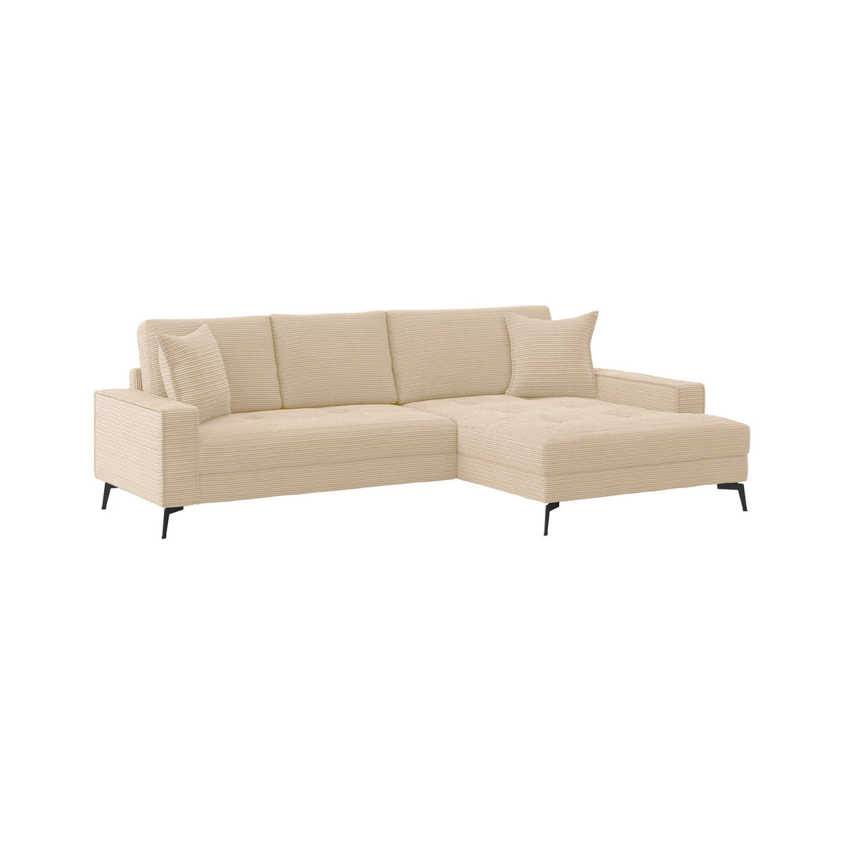 ECKSOFA ZERO Creme Cord Zierkissen, Rückenkissen  - Creme/Schwarz, Trend, Textil/Metall (286/173cm) - Livetastic