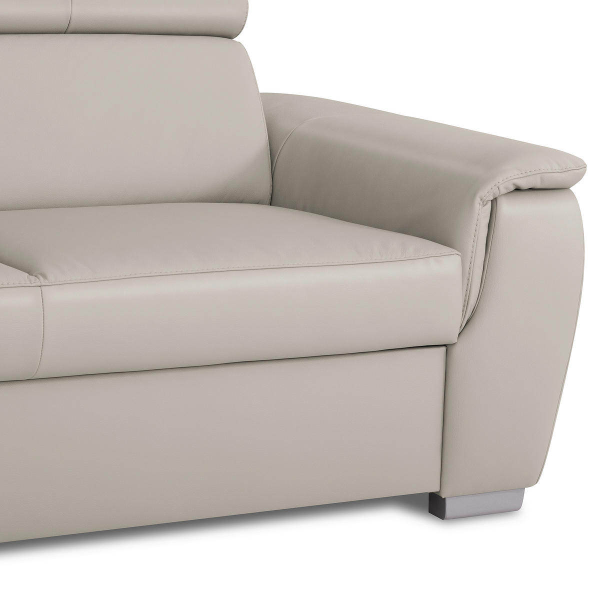 WOHNLANDSCHAFT  in Kombination Echtleder/Lederlook Platinfarben  - Platinfarben/Grau, Leder/Metall (211/262cm) - Celina Home