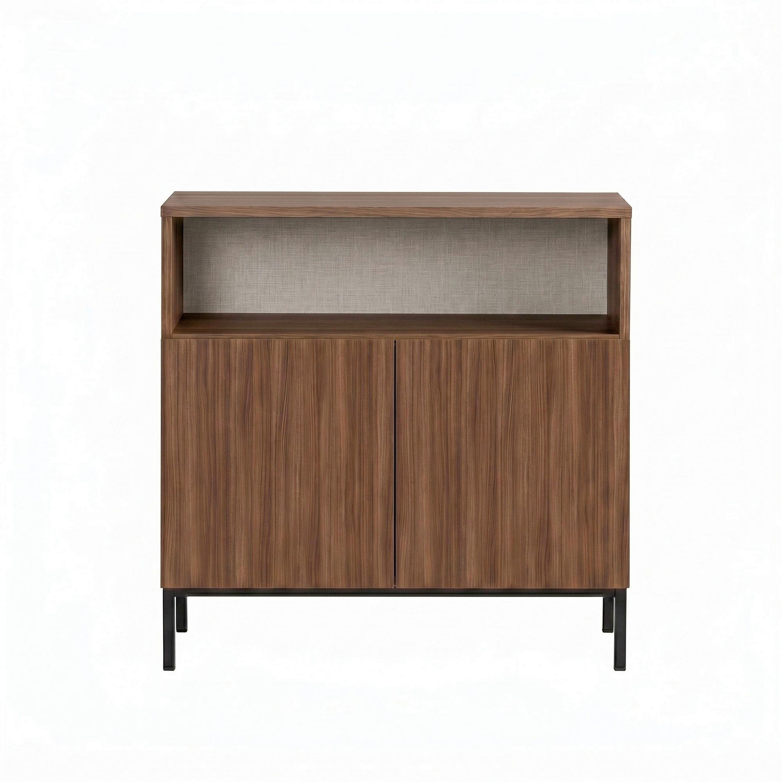 Mid.you Sideboard Schwarz, Walnuss 80x80x40 cm