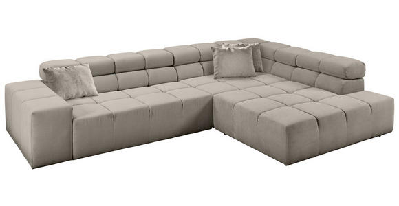 ECKSOFA Sandfarben Feincord  - Sandfarben/Schwarz, Design, Kunststoff/Textil (319/215cm) - Hom`in