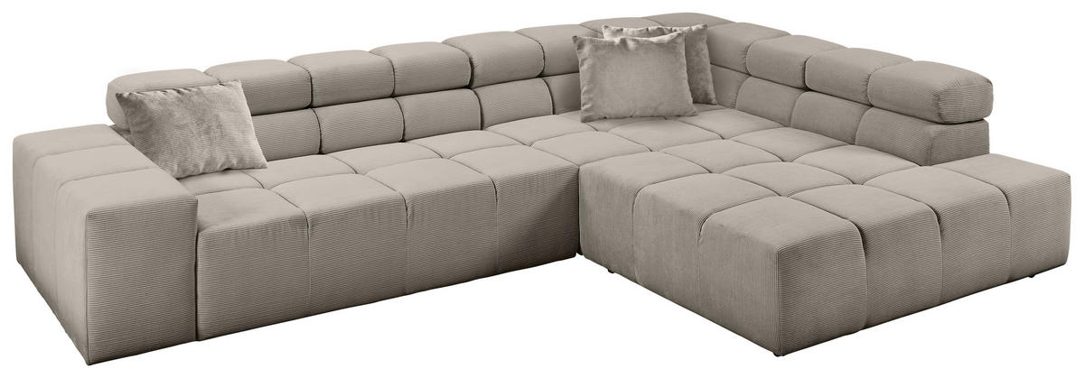 ECKSOFA in Feincord Sandfarben  - Sandfarben/Schwarz, Design, Kunststoff/Textil (319/215cm) - Hom`in