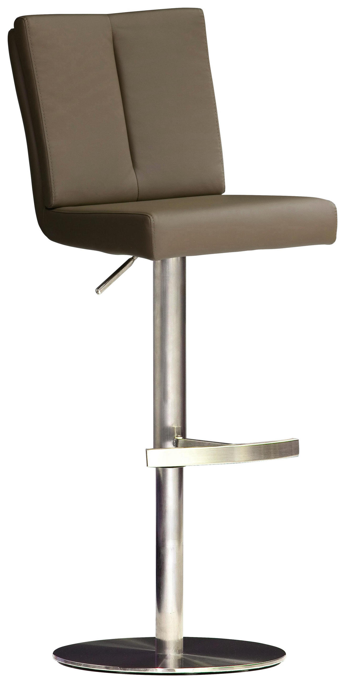 Barhocker in Metall, Textil Braun, Edelstahlfarben