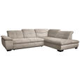 ECKSOFA in Cord Graubraun  - Graubraun/Schwarz, Design, Textil/Metall (313/242cm) - Xora