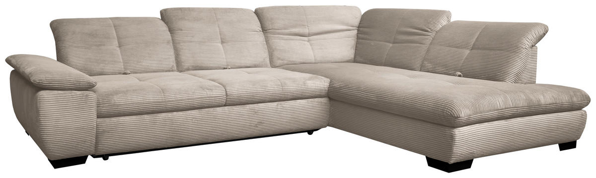 ECKSOFA in Cord Graubraun  - Graubraun/Schwarz, Design, Textil/Metall (313/242cm) - Xora