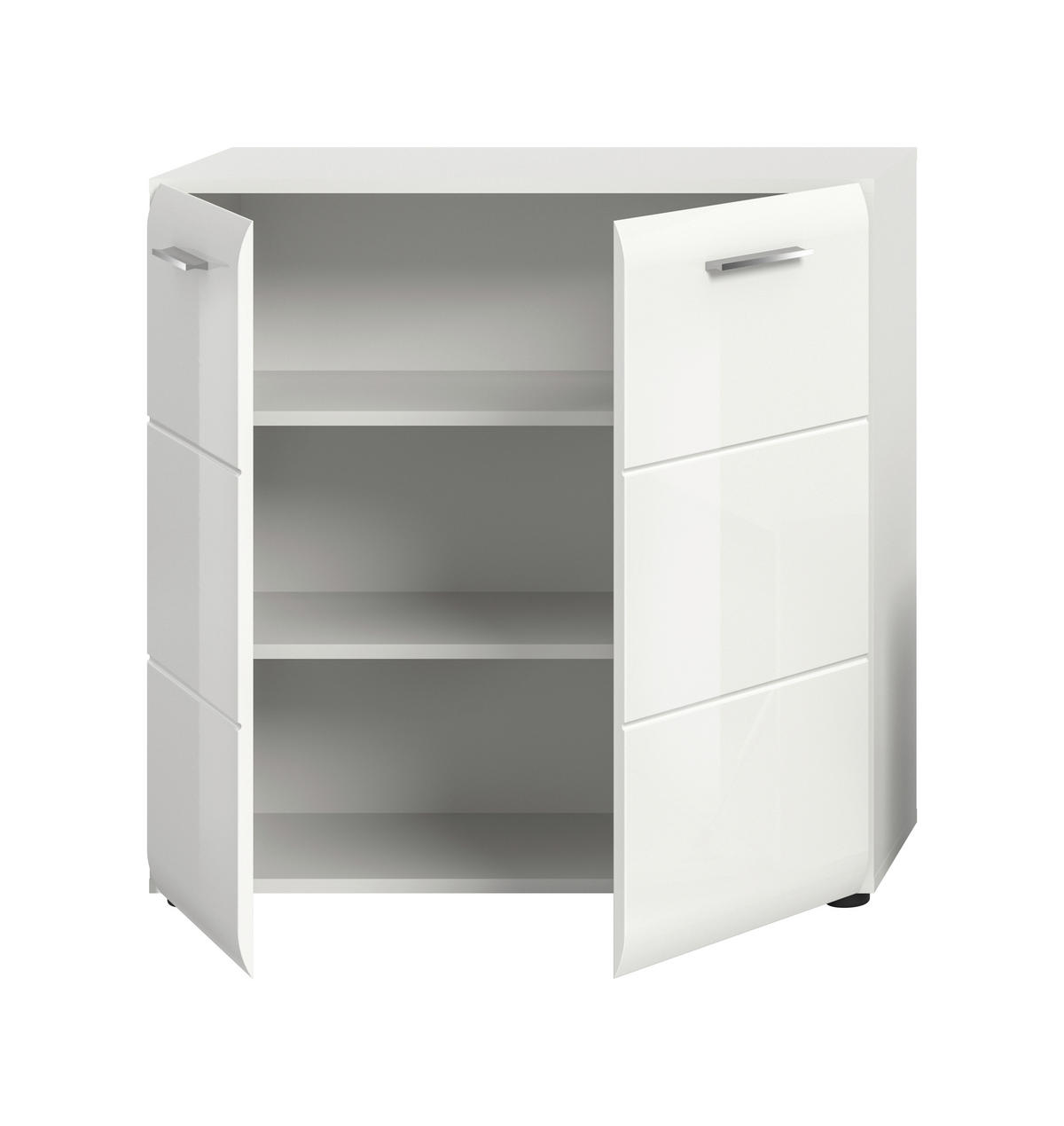 KOMMODE , 80/81/34 cm,  - Weiß Hochglanz/Silberfarben, Design, Holzwerkstoff/Kunststoff (80/81/34cm) - Livetastic