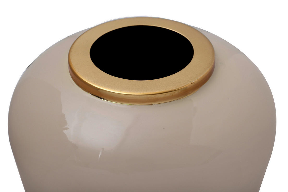 BODENVASE  - Taupe/Goldfarben, Trend, Metall (30/91cm) - Kayoom