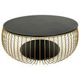 COUCHTISCH ESG 86/86/35 cm rund Schwarz, Goldfarben  - Goldfarben/Schwarz, Design, Glas/Metall (86/86/35cm) - Novel
