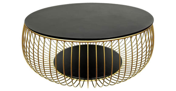 COUCHTISCH ESG 86/86/35 cm rund Schwarz, Goldfarben  - Goldfarben/Schwarz, Design, Glas/Metall (86/86/35cm) - Novel