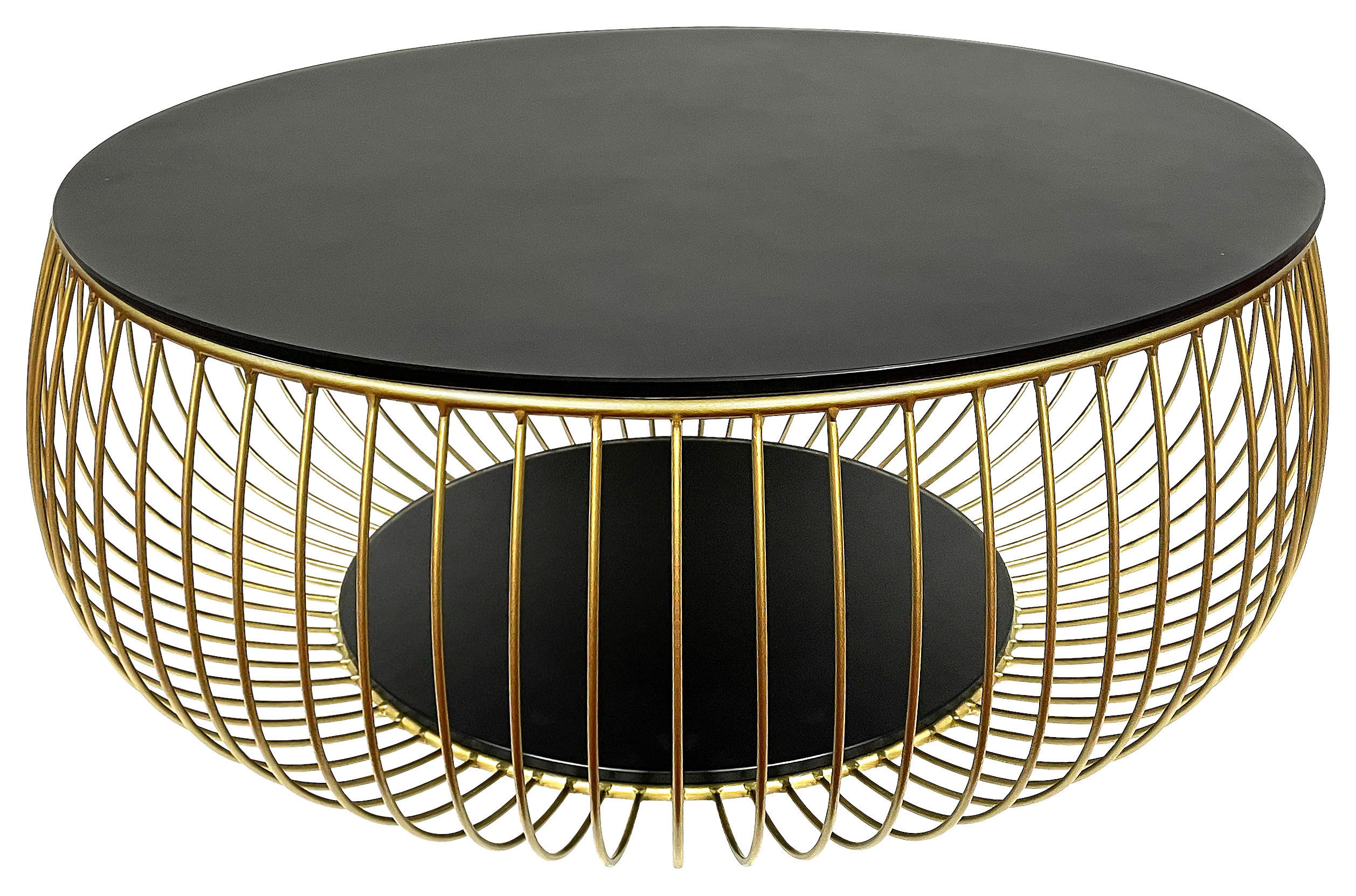 SOFFBORD i metall, glas 86/86/35 cm  - svart/guldfärgad, Design, metall/glas (86/86/35cm) - Novel