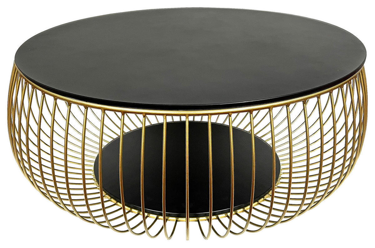 COUCHTISCH ESG 86/86/35 cm rund Schwarz, Goldfarben  - Goldfarben/Schwarz, Design, Glas/Metall (86/86/35cm) - Novel