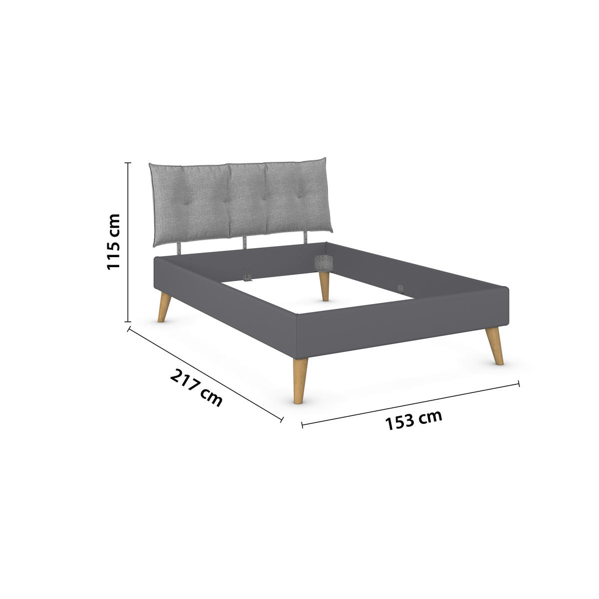 BETT 140/200 cm  in Grau  - Wildeiche/Grau, Design, Holz/Textil (140/200cm) - Carryhome