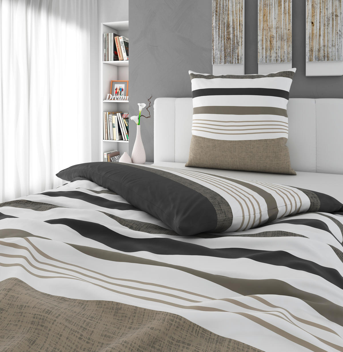 BETTWÄSCHE Elis Renforcé 135/200 cm  - Taupe, KONVENTIONELL, Textil (135/200cm) - Novel