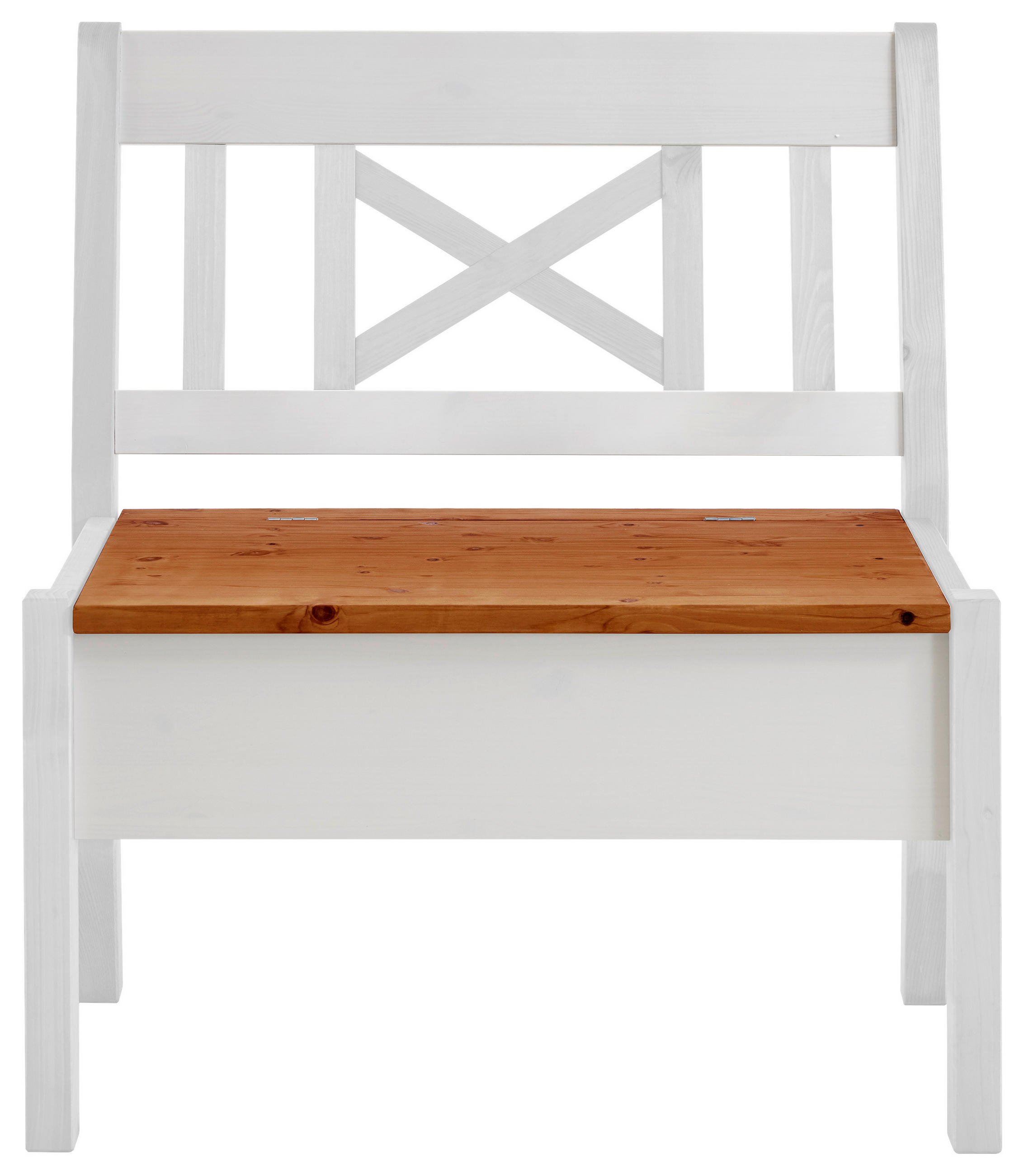 SITZBANK 84/93/58 cm Weiß, Bernsteinfarben Kiefer massiv  - Bernsteinfarben/Weiß, ROMANTIK / LANDHAUS, Holz (84/93/58cm) - Boxxx