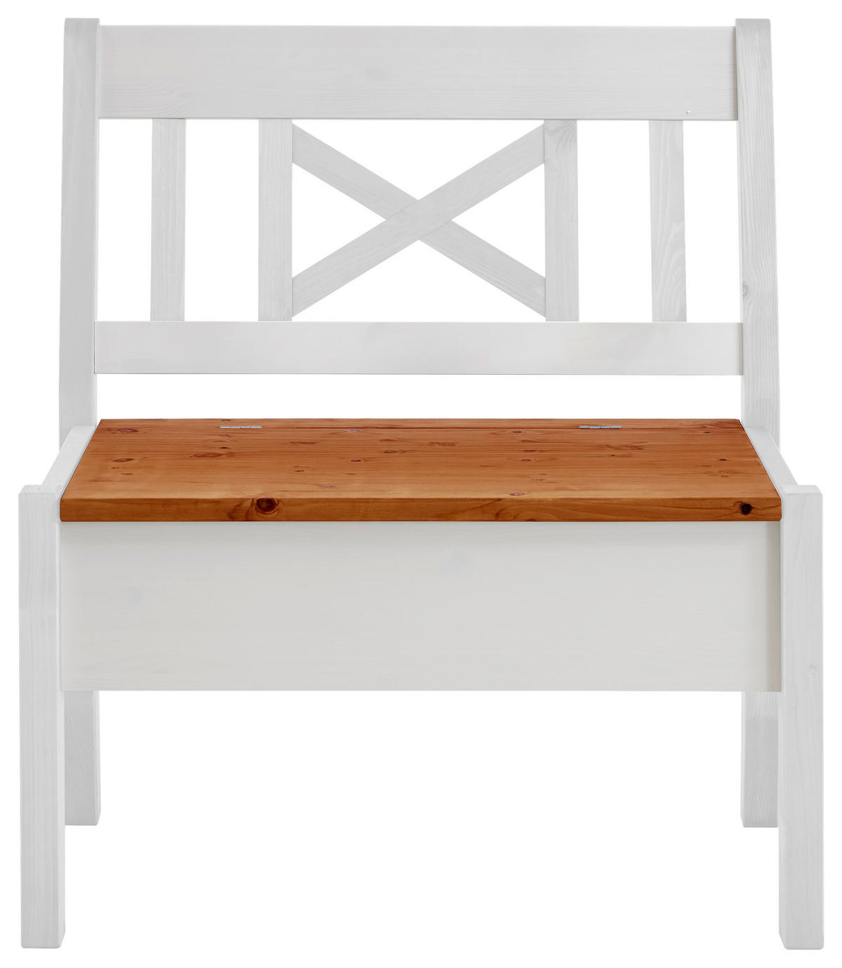 SITZBANK 84/93/58 cm Weiß, Bernsteinfarben Kiefer massiv  - Bernsteinfarben/Weiß, ROMANTIK / LANDHAUS, Holz (84/93/58cm) - Boxxx