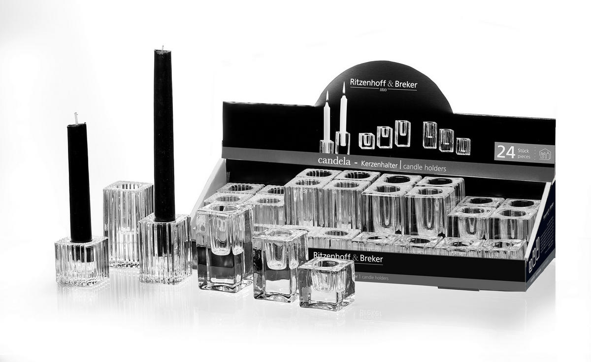 STABKERZENHALTER - Transparent, Basics, Glas (4/4/8cm)