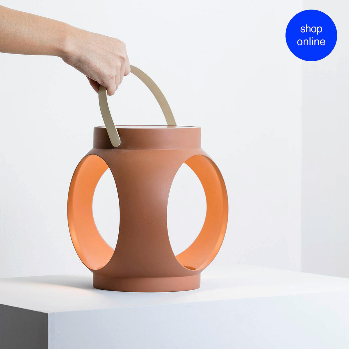 AKKU-TISCHLEUCHTE Candela 23/20/24 cm   - Terracotta, Design, Stein (23/20/24cm)