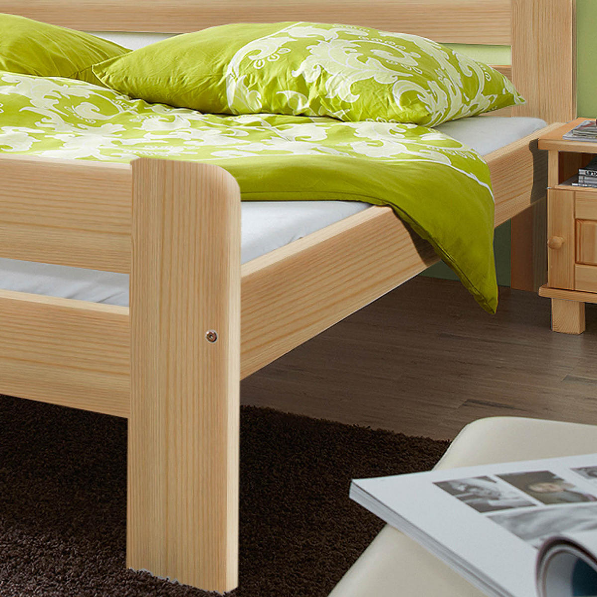 Massivholzbett Bert 140/200 cm  in Kieferfarben   - Kieferfarben, Modern, Holz (140/200cm) - MID.YOU