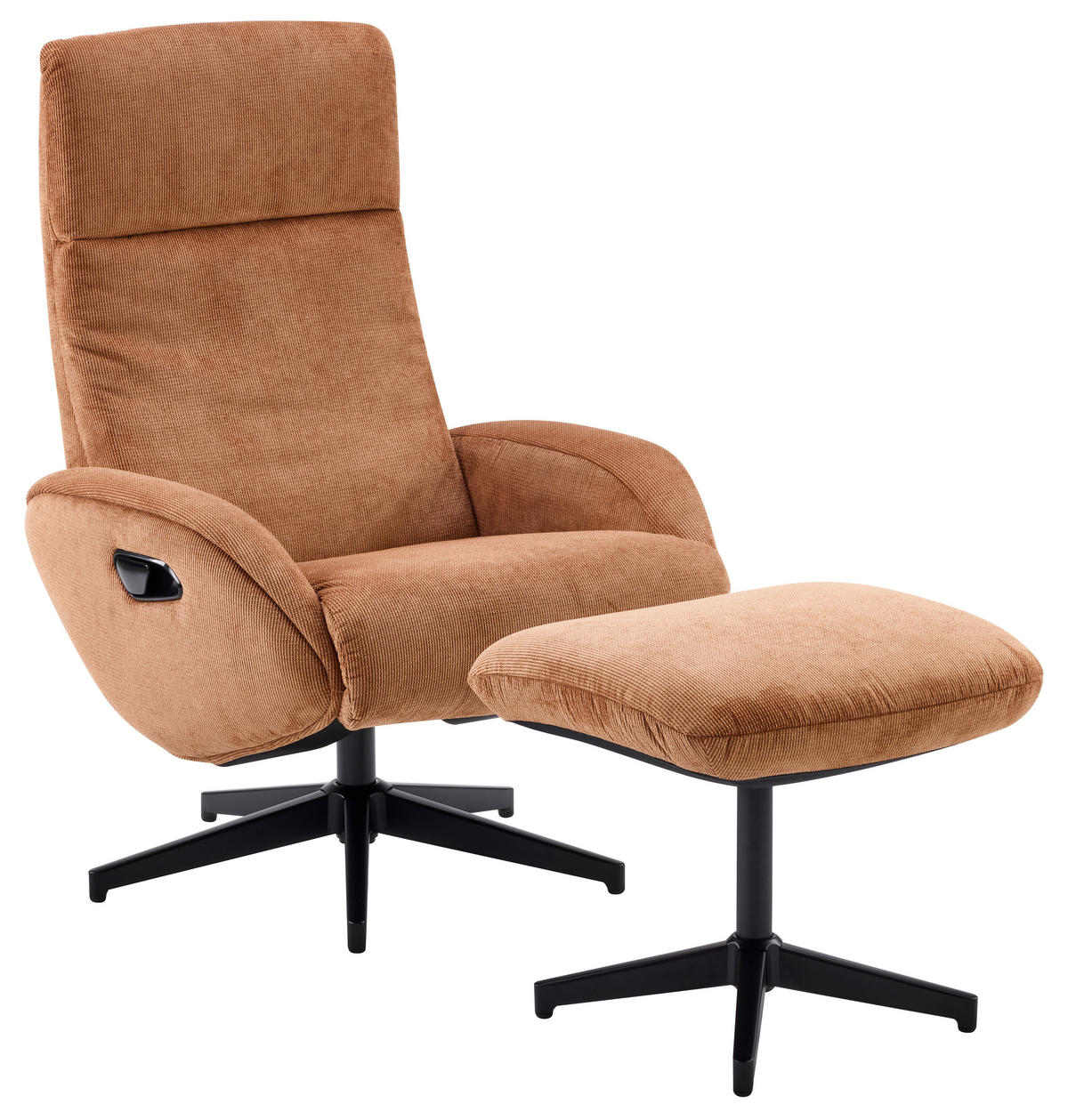 RELAXSESSELSET BASTY Webstoff Hocker    - Rostfarben/Schwarz, Design, Textil/Metall (75/107/77cm) - Livetastic