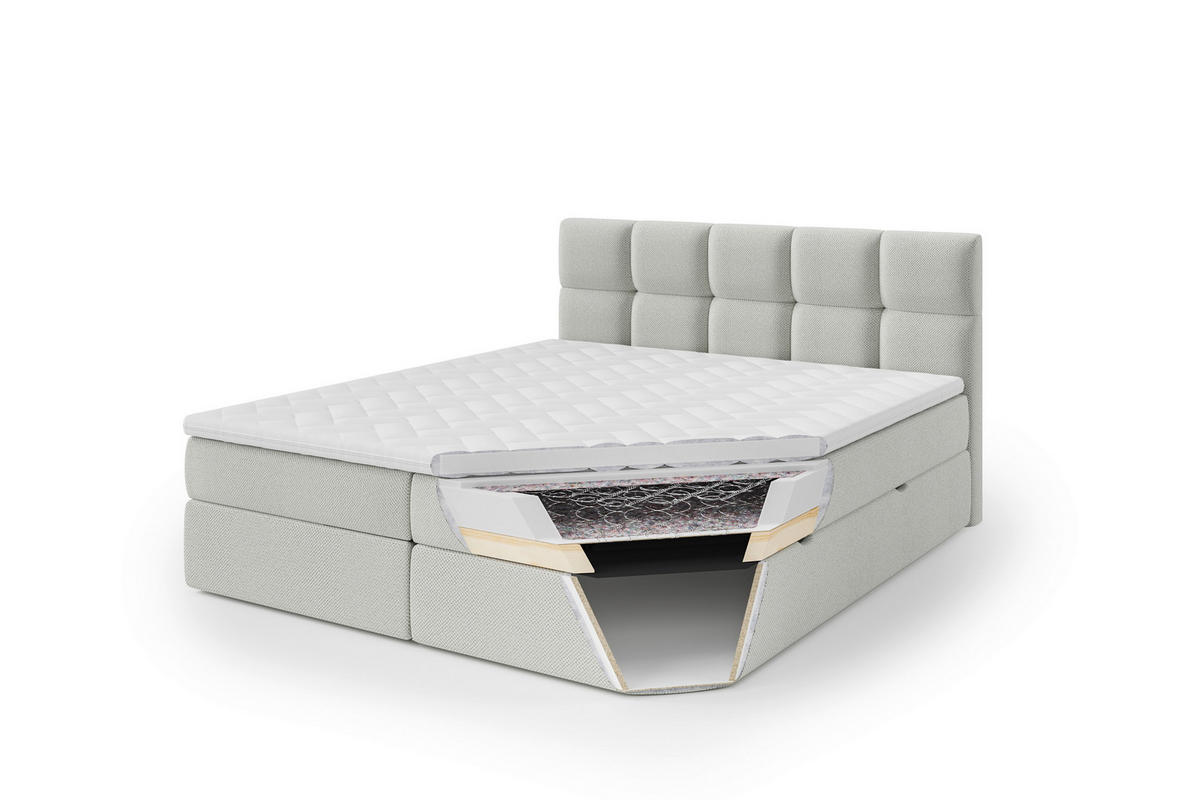 BOXBETT 140/200 cm  in Hellgrau  - Hellgrau/Schwarz, LIFESTYLE, Holz/Holzwerkstoff (140/200cm) - Livetastic