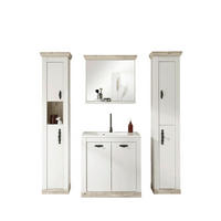 BADEZIMMER 4-teilig  in  - Weiß/Pinienfarben, Design, Naturmaterialien/Holzwerkstoff (205/200/46cm) - MID.YOU