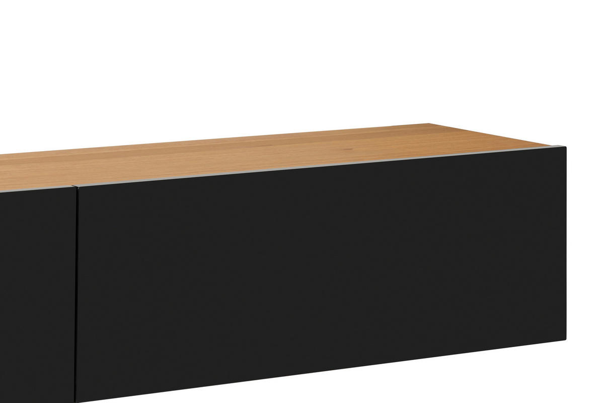 LOWBOARD  in  - Schwarz Hochglanz/Naturfarben, Design, Holz/Holzwerkstoff (180/33/30cm) - MID.YOU