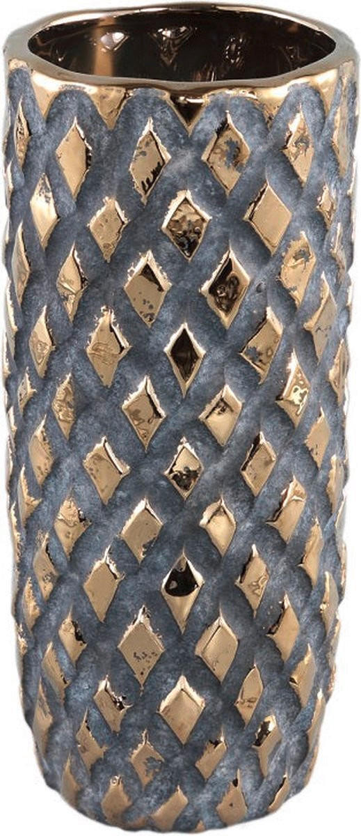 VAZA DEKORATIVNA keramika - siva/zlatne boje, Design, keramika (35.5/14.5/14.5cm)