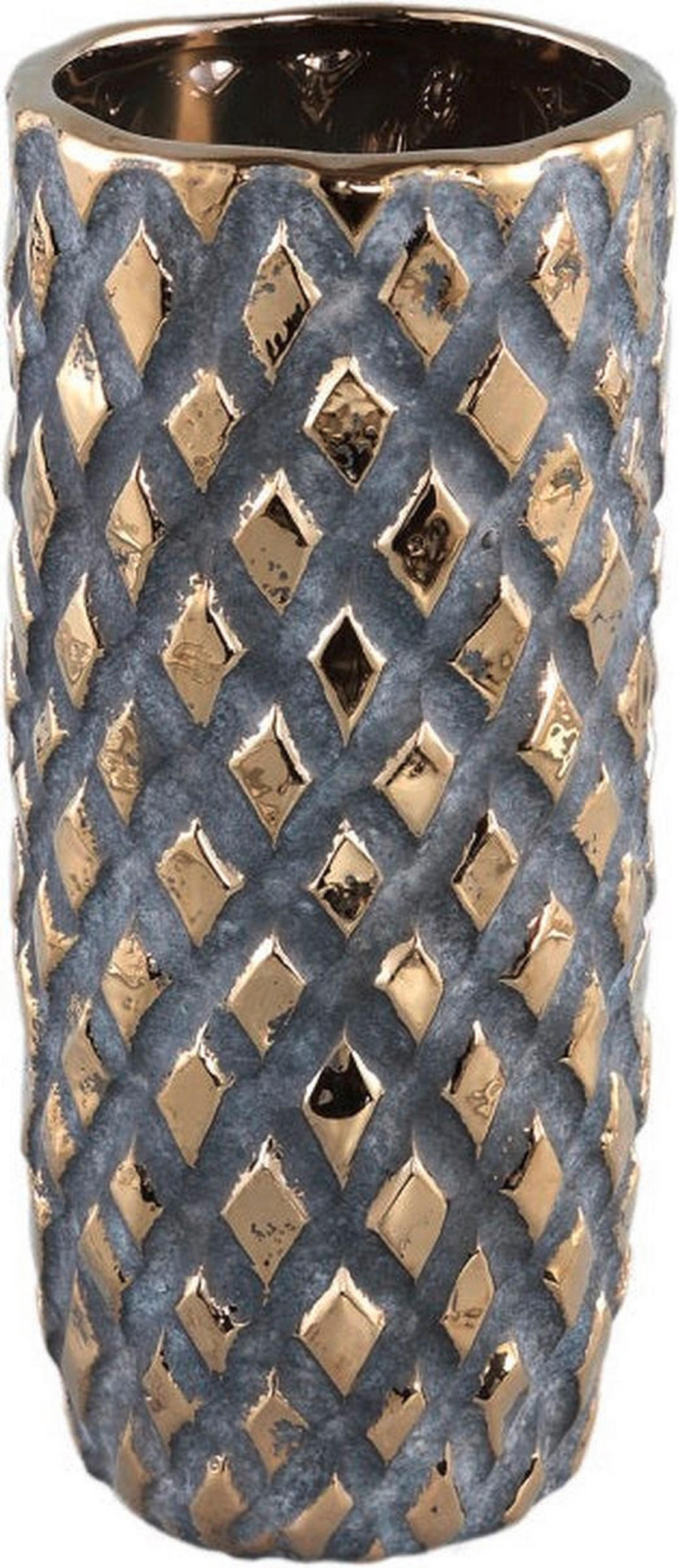 VAZA DEKORATIVNA     keramika  - siva/zlatne boje, Design, keramika (27.5/12/12cm)