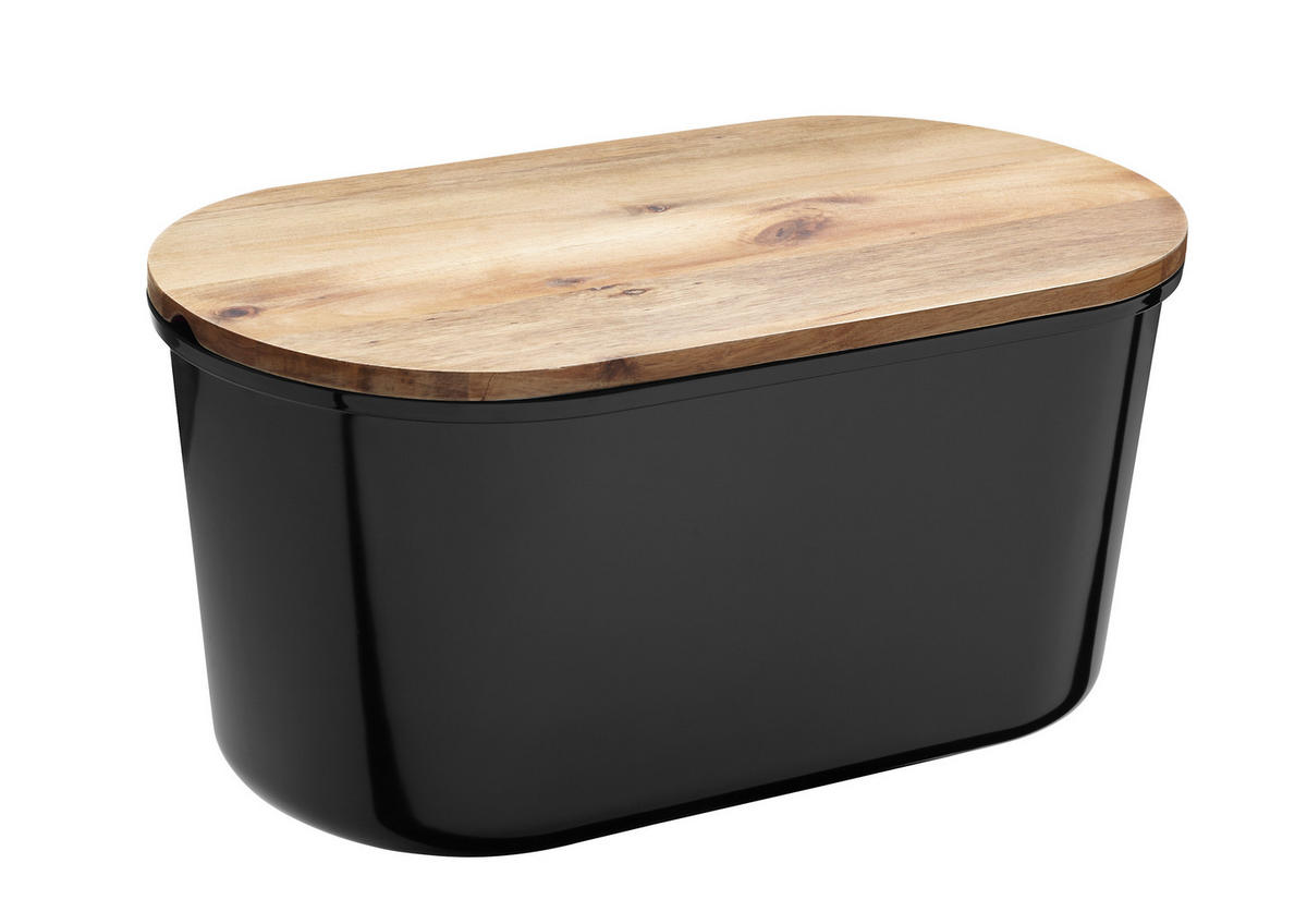 BROTBOX - Schwarz/Akaziefarben, Trend, Holz/Kunststoff (37/21,5/17,2cm) - Echtwerk