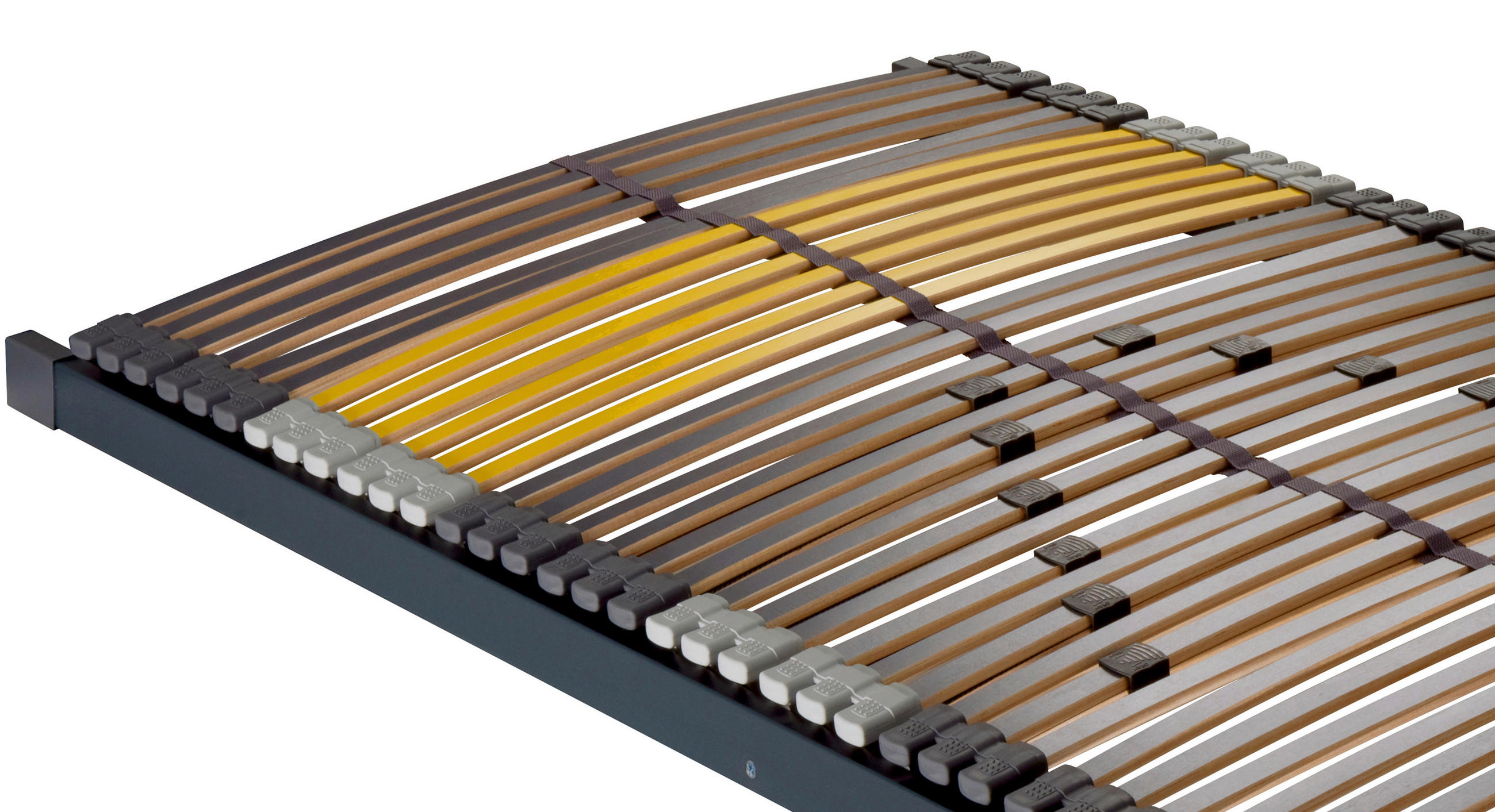 LATTENROST 90/200 cm Mittelzone verstellbar, Birke  - Anthrazit/Gelb, Basics, Holz/Kunststoff (90/200cm) - Novel