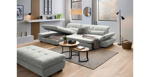 ECKSOFA  in Flachgewebe Weiß  204/341 cm  - Schwarz/Weiß, Design, Textil/Metall (204/341cm) - Xora