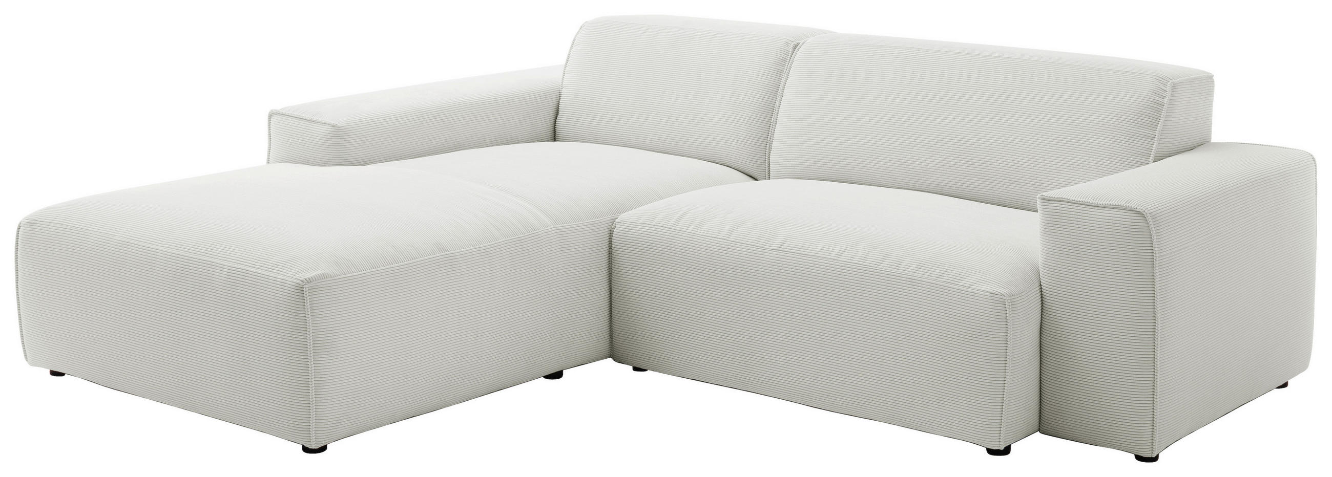 ECKSOFA in Cord Hellgrau  - Hellgrau/Schwarz, Design, Kunststoff/Textil (189/230cm) - Pure Home Lifestyle