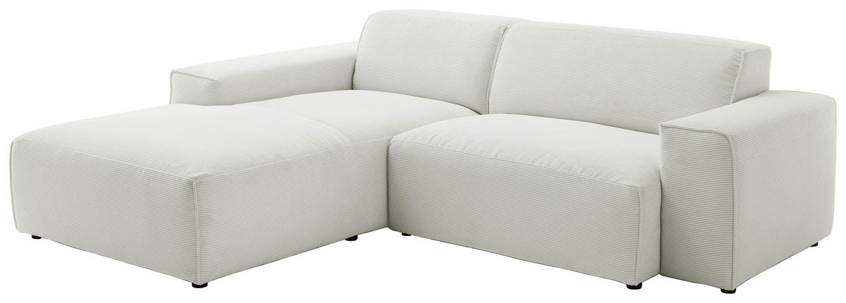 ECKSOFA in Cord Hellgrau  - Hellgrau/Schwarz, Design, Kunststoff/Textil (189/230cm) - Pure Home Lifestyle