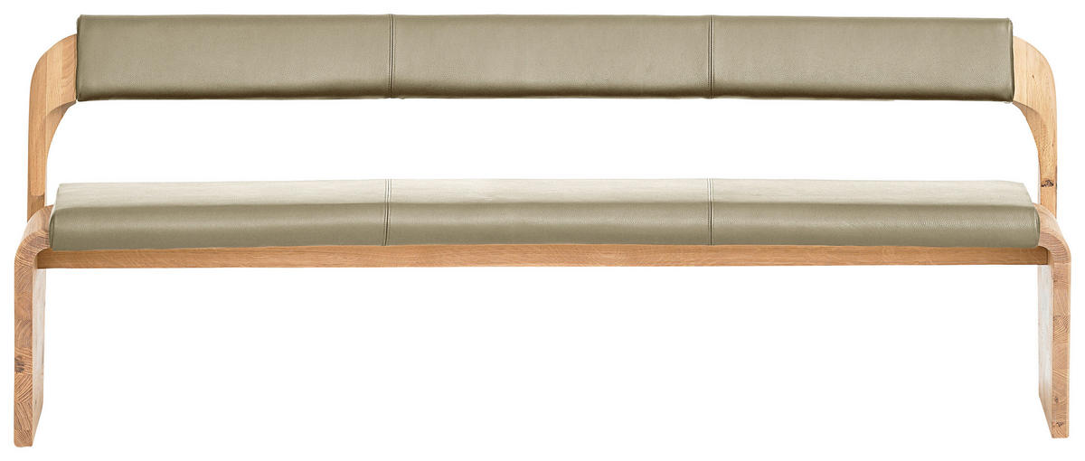 SITZBANK 227/84/70 cm  in Eichefarben, Beige  - Eichefarben/Beige, Natur, Leder/Holz (227/84/70cm) - Voglauer