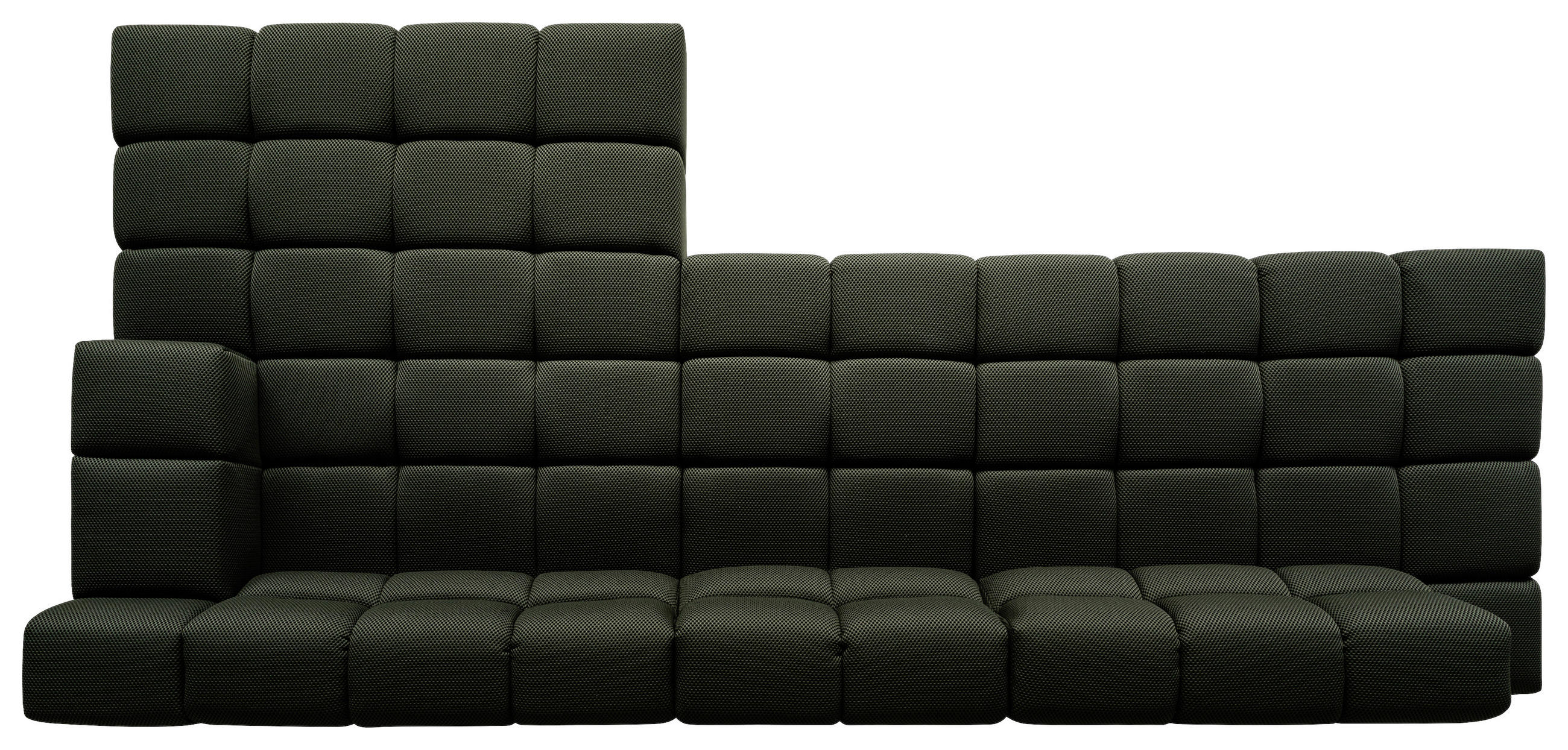 ECKSOFA in Flachgewebe Olivgrün  - Schwarz/Olivgrün, Design, Textil/Metall (356/169cm) - Designwerk