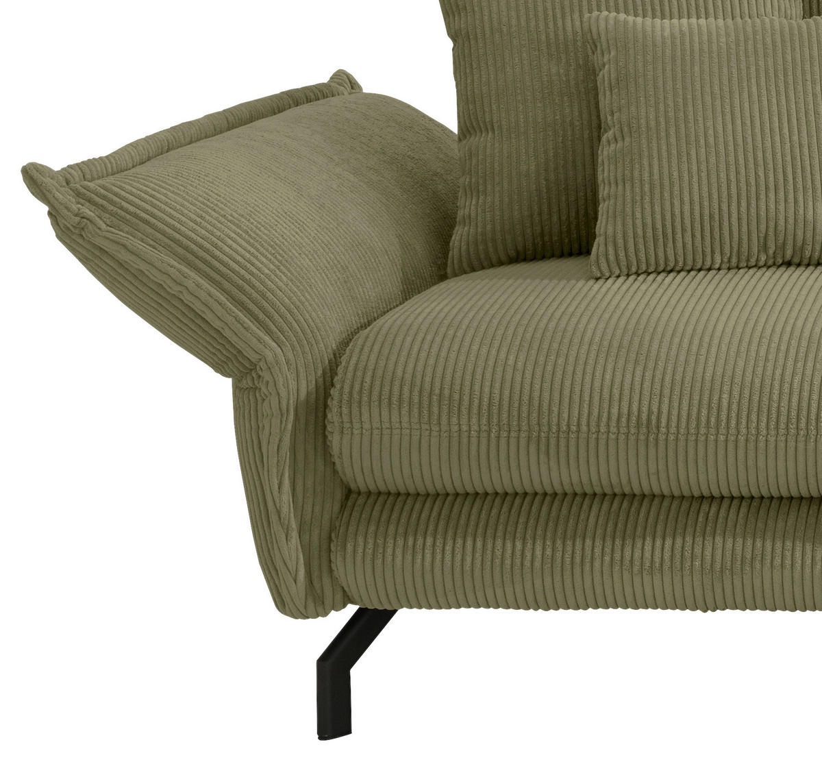 ECKSOFA Olivgrün Cord  - Schwarz/Olivgrün, MODERN, Textil/Metall (255/180cm) - Livetastic