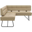 ECKBANK 227/165 cm  in Beige  - Beige/Schwarz, Design, Leder/Metall (227/165cm) - Moderano
