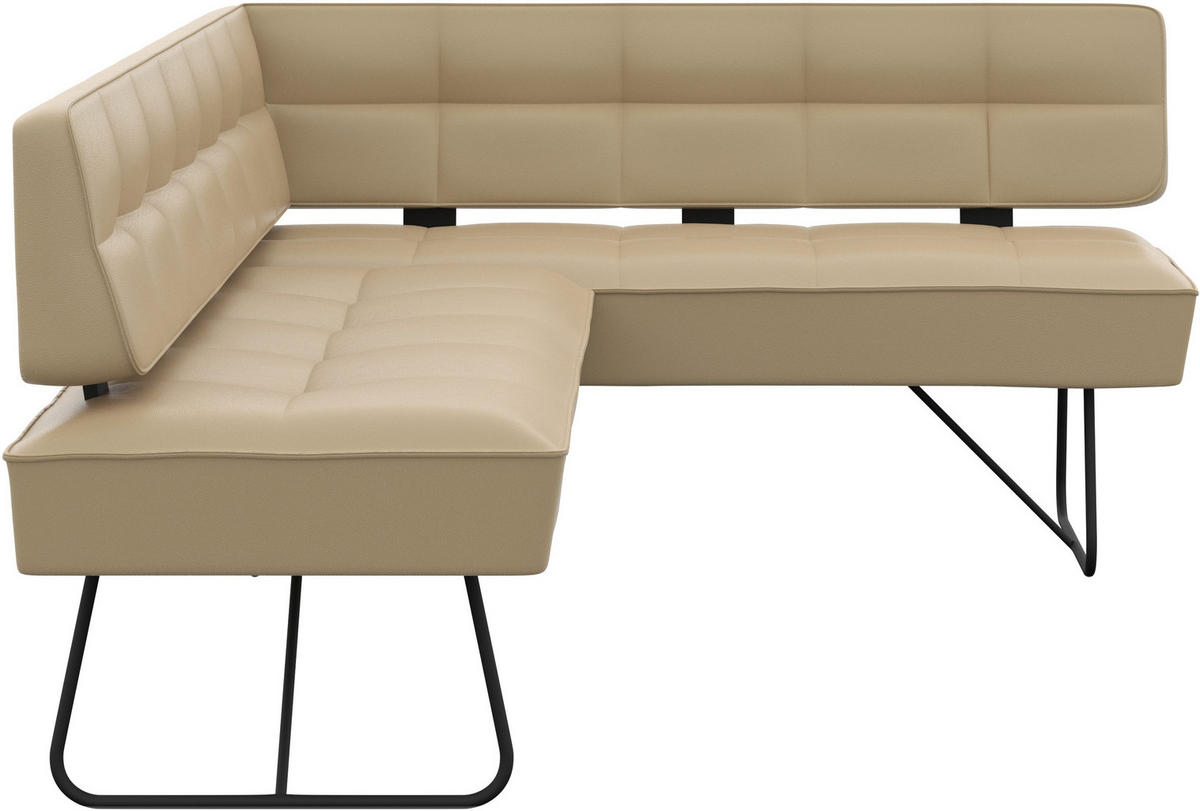 ECKBANK 207/165 cm Echtleder Beige   - Beige/Schwarz, Design, Leder/Metall (207/165cm) - Moderano